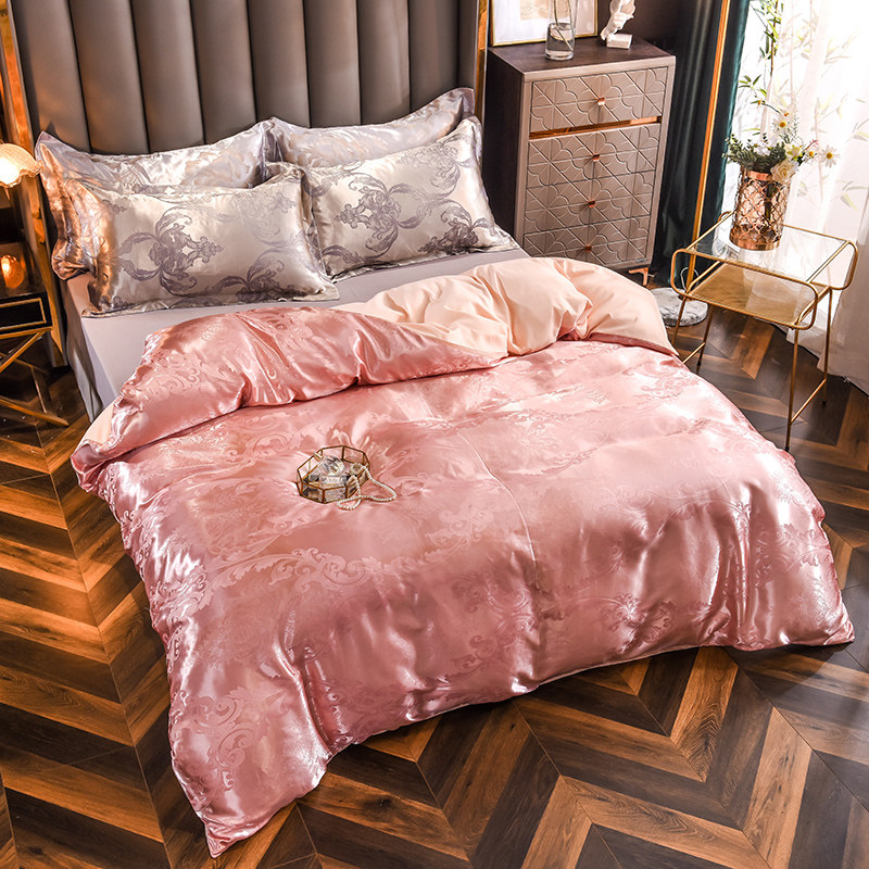 欧式全棉粉色被单件纯色贡缎提花单人纯罩1.5米1.8米2米,淘宝优惠券,粉丝福利购,淘宝优惠卷
