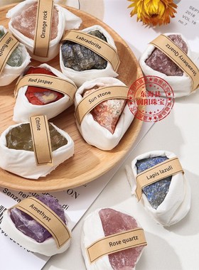 天然水晶原石矿石礼盒套组未打磨大颗粒矿标教学装饰摆饰厂家批