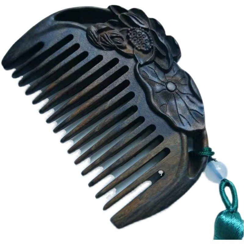 天然沉香木梳子家用防静电檀木便携式宽齿雕花小梳子女士个人护理,淘宝优惠券,粉丝福利购,淘宝优惠卷