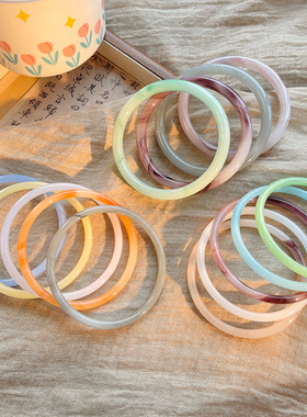 新中式玻璃仿玉髓手镯女干枯玫瑰一步一响叮当手镯小红书同款手环