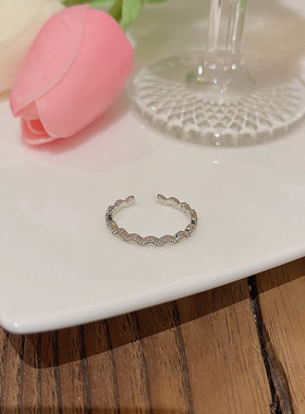 in潮韩国新款简约气质波浪形戒指女开口可调节食指戒指环