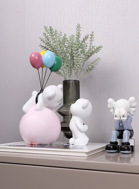 样板房儿童房床头柜摆件装饰品卧室摆设花艺暴力熊工艺品软装道具