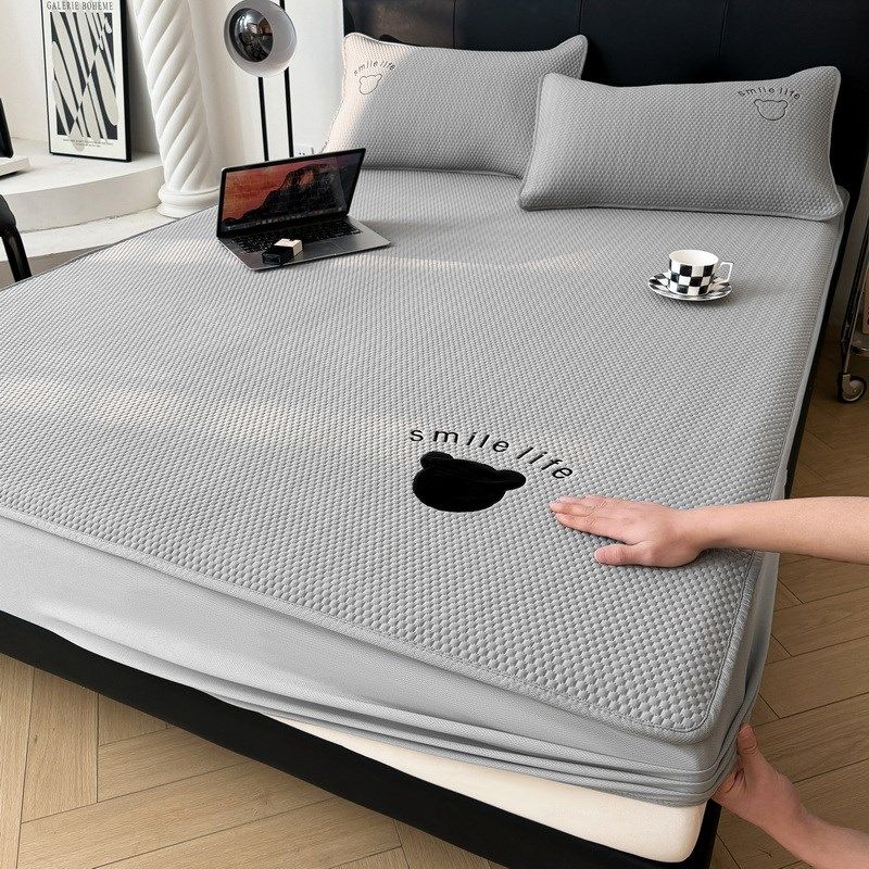 202新款冰豆豆冰丝凉席床笠款三件夏季家用可机洗冰藤席子类,淘宝优惠券,粉丝福利购,淘宝优惠卷