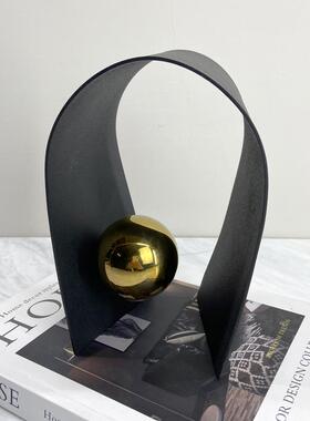 简约现代黑色金球铁艺金属拱门创意艺术摆件样板房桌面装饰摆设