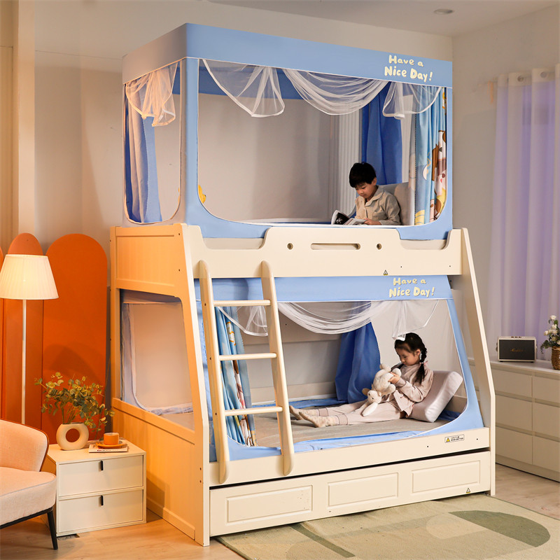 新款儿童子母床蚊帐层高低床0.9学生1.2m上下铺1.5梯形家用床帘,淘宝优惠券,粉丝福利购,淘宝优惠卷