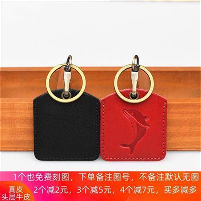 Genuine leather mini card holder square card holder cowhide bus subway access control elevator card attendance meal card