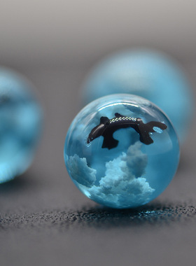 10Pcs Chic Transparent Acrylic Resin Round Ball Pendant Blue