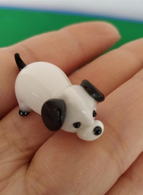 年代出口非遗传承纯手工老料器琉璃小动物可爱小萌狗工艺品摆件