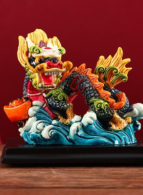 Chinese style souvenir dragon and lion porcelain Crafts gift