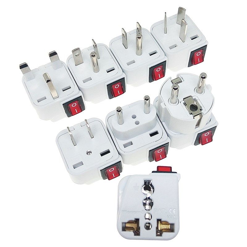 新款白色稳不落带开关插座国标澳标美标英标德标欧标万用转换插头,淘宝优惠券,粉丝福利购,淘宝优惠卷