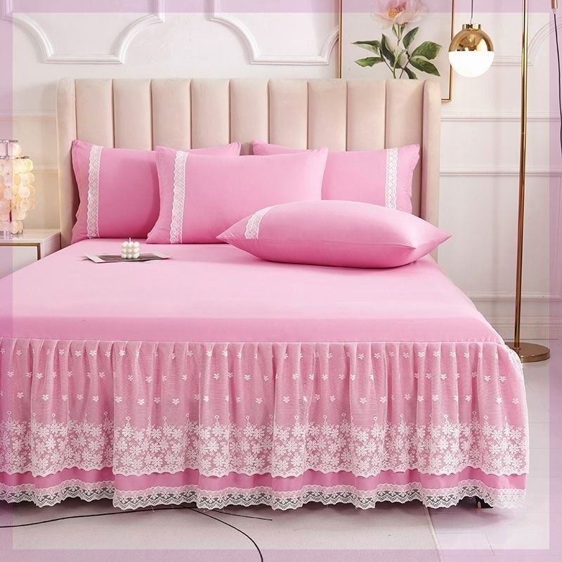 爆款韩版床裙蕾丝花边床裙遮丑下摆全包围公主风单间三件保护,淘宝优惠券,粉丝福利购,淘宝优惠卷