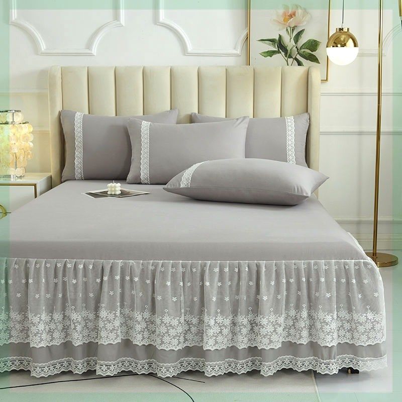 爆款韩版床裙蕾丝花边床裙遮丑下摆全包围公主风单间三件保护,淘宝优惠券,粉丝福利购,淘宝优惠卷