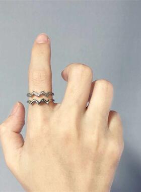 Love poetry charm wave double-layer micro diamond ring tempe