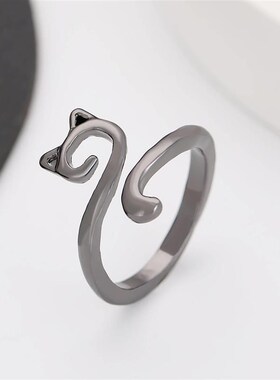 Opening Adjustable Fashion Animal Cat Ring Jewelry欧美猫戒指
