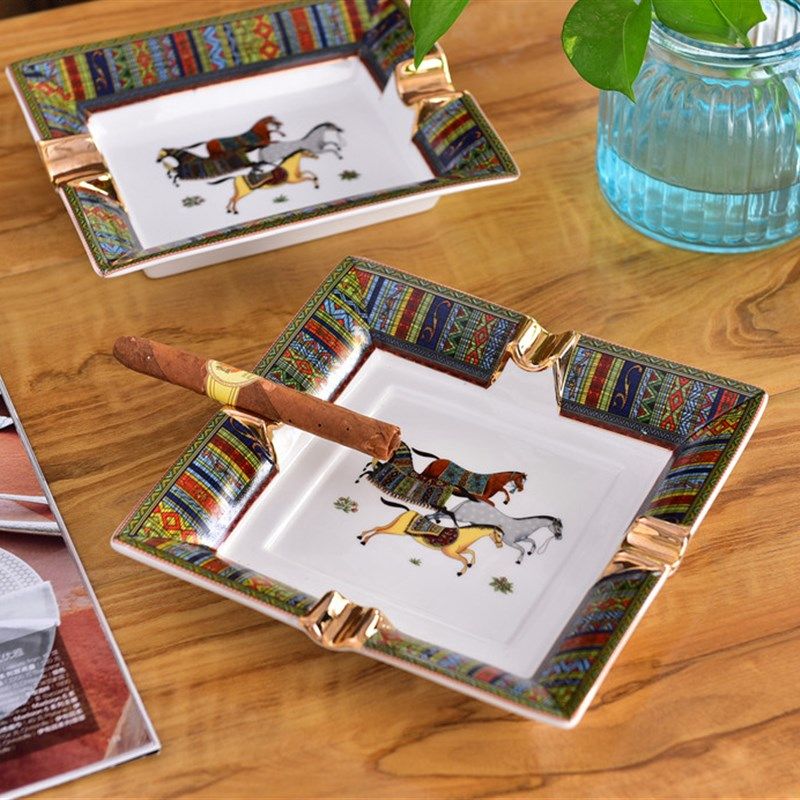 欧式陶瓷烟灰缸客厅茶几创意复古大号办公室KTV酒店雪茄爱马,淘宝优惠券,粉丝福利购,淘宝优惠卷