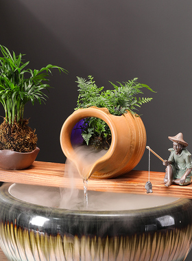 古法养鱼过陶瓷滤器循环流水生财鱼缸小配件庭院花园假山造景装饰