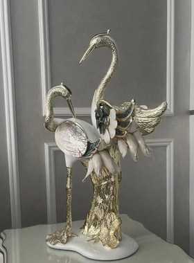 仙鹤摆件装饰品客厅酒柜玄关柜茶几桌面装饰欧式奢华工艺品礼
