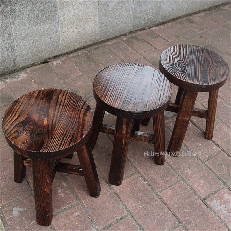 全实木黑色复古碳化木圆凳饭店酒店火锅店餐馆餐凳炭烧原木餐椅子,淘宝优惠券,粉丝福利购,淘宝优惠卷