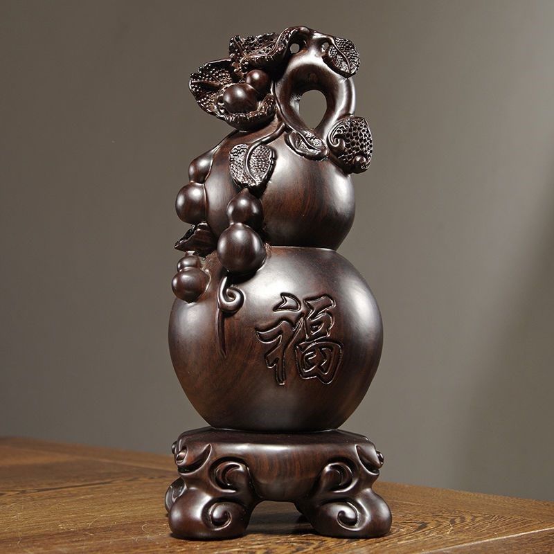黑檀木雕刻葫芦摆件实木质胡芦福禄客厅桌面装饰摆设红木工艺礼品,淘宝优惠券,粉丝福利购,淘宝优惠卷