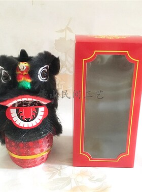 国潮小醒狮舞狮子狮鼓摆件狮头新年非遗特色工艺礼品商场店铺装饰