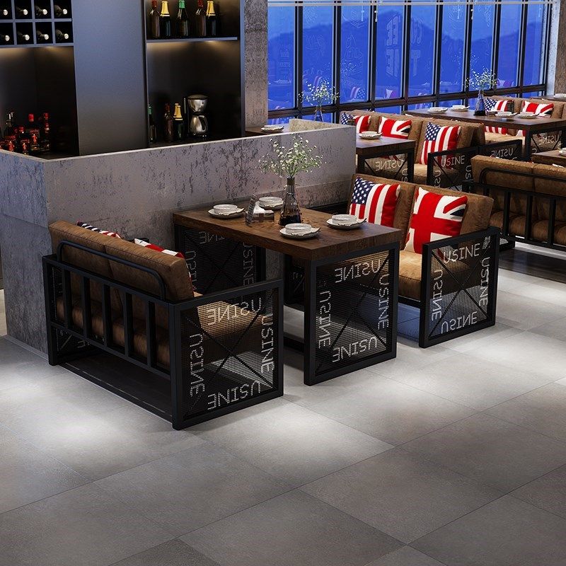 复古工业风铁艺主题餐厅酒吧卡座沙发烧烤清吧咖啡火锅店桌椅组合,淘宝优惠券,粉丝福利购,淘宝优惠卷