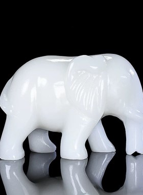 天然白玉大象摆件招财玉石摆件人财两旺吸水玉象客厅现代装饰摆件