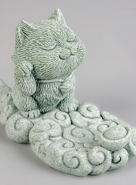 国潮青砂石猫咪茶宠精品摆件可养茶室茶桌茶台小摆件装饰器物茶玩