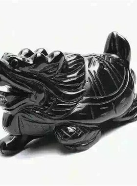 天然黑曜石龙龟摆件 公司开业礼品