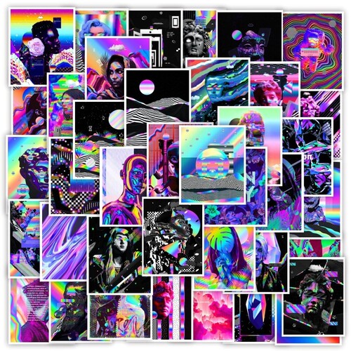 50PCS Dreamy Cool Stickers Aesthetic DIY Decorative Laptop P - 图1