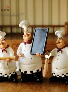 家居饰品树脂工艺品创意厨师摆件餐厅饭店酒吧桌面装饰摆件