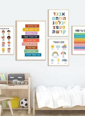 Hebrew Letters Alphabet Je Number Day Time Wall Art  Paintin