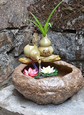 中式家居喷泉水景流水装饰摆件陶瓷工艺品客厅办公室桌面加湿摆设