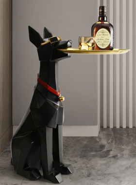 招财狗客厅落地迎宾大型电视柜旁边装饰乔迁新居礼品新房托盘摆件