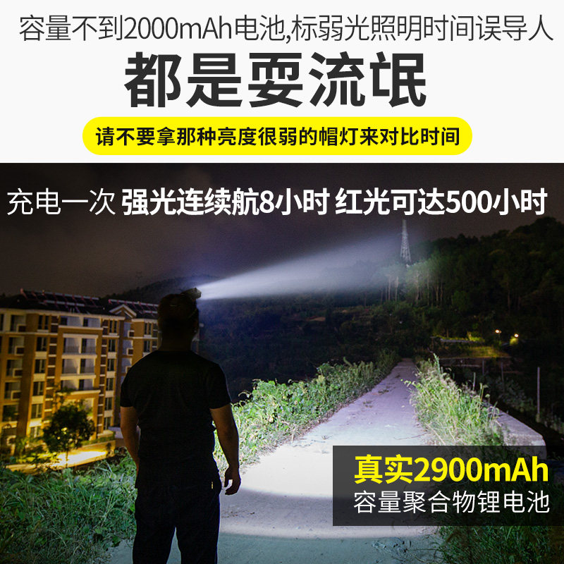 头灯钓鱼专用夜钓感应帽夹灯强光充电超亮LED夹帽灯头戴式帽檐灯,淘宝优惠券,粉丝福利购,淘宝优惠卷