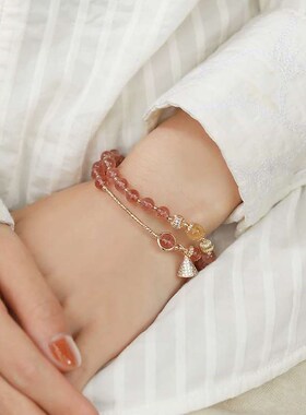 Natural Strawberry Crystal Brlet Womens Round Beads Handmad