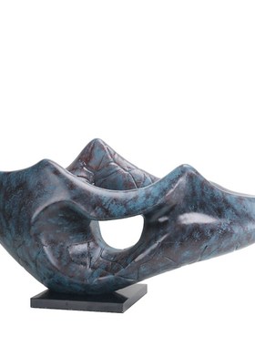 现代简单的不对称自然石灰华装饰品酒店民宿模型房客厅大理石软家