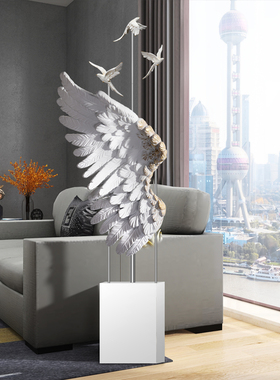 客厅大型落地摆件北欧创意羽毛电视柜办公室装饰摆设乔迁新居礼品