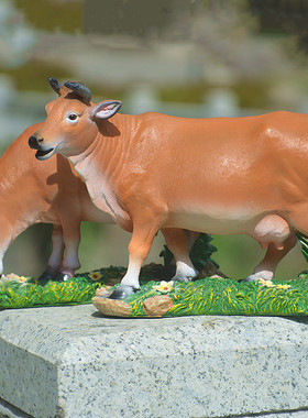 仿真小黄牛摆件 院装饰品园艺小品动物雕塑树脂工艺品