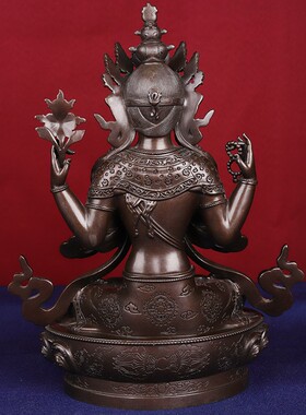 四臂观音佛像摆件纯铜迷你小佛像随身带藏传密宗3寸5寸7寸铜佛像