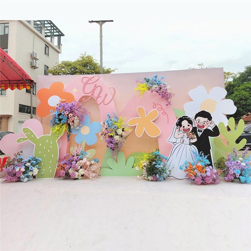 订婚宴布置装饰婚礼卡通人形立牌背景墙结婚高级感创意迎宾牌kt板,淘宝优惠券,粉丝福利购,淘宝优惠卷