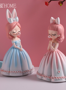 可爱吹泡泡女孩创意卧室桌面装饰品房间布置少女心公主房间摆件设