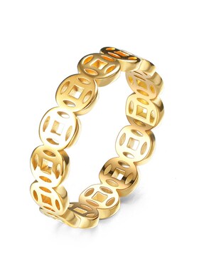 Output Fashion Hollow Cut Coin Ring 2025European and America