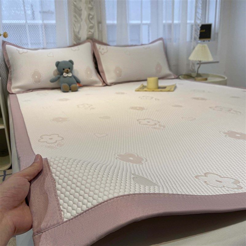 类母婴级田园浅粉花卉凉豆豆夏季冰丝席凉席夏天202新款软席子,淘宝优惠券,粉丝福利购,淘宝优惠卷