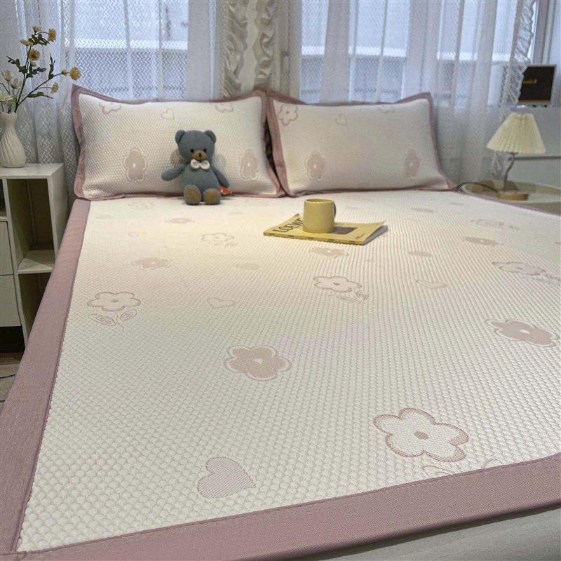 类母婴级田园浅粉花卉凉豆豆夏季冰丝席凉席夏天202新款软席子,淘宝优惠券,粉丝福利购,淘宝优惠卷