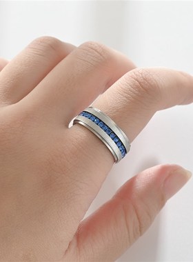European Fashion 2025 Full Diamond Blue Diamond Mens Ring St