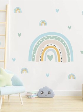 Boho Pink Sweet Rainbow Hearts Wall Decals Nursery Girls Boy