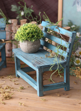 觅点 木质小板凳迷你童话花园装饰摆件复古造景拍摄道具ZKK