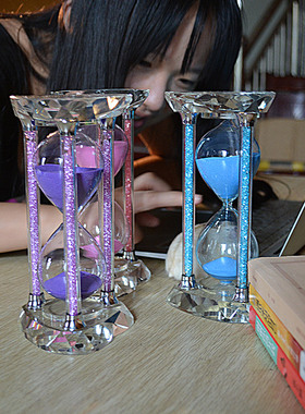 水晶沙漏计时器300分钟家居欧式客厅现代时间摆件创意个性装饰品
