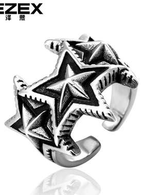 R0051-NK01 fashion retro old five-star open titanium steel r