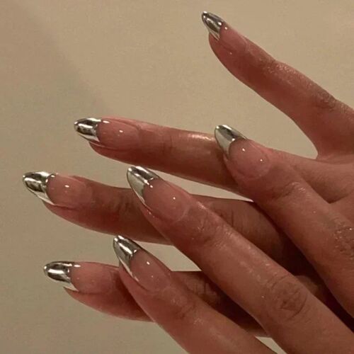 24pcs French manicure almond shaped nails with glue press on - 图3